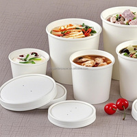 Contenant à soupe en papier kraft jetable à paroi simple, personnalisable, de 8 à 32 oz, avec couvercles, pour crème glacée, dessert, yaourt, nouilles et plats à emporter