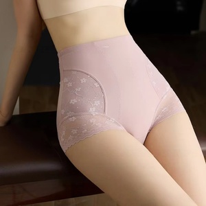 Nuevas bragas moldeadoras de cintura alta populares en TikTok, con control de abdomen, levantamiento de cadera, base de encaje, sin costuras, de nailon fino, antibacterianas. - Product Image 1