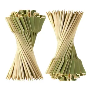 Wholesale Chinese Natural Bamboo Flat Skewer BBQ Kebab Grill Yakitori Sticks Snack Cake Paddle Skewers Stick to Dubai
