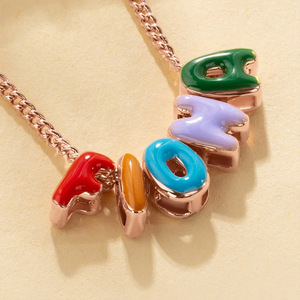 <span class=keywords><strong>Collana</strong></span> Classica in Rame Placcato Oro 18K con Ciondolo a Lettera Smaltata, Catena Sportiva Fai-da-Te, <span class=keywords><strong>Collana</strong></span> Personalizzabile - Product Image 2