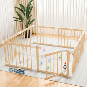 Parc de jeu pliable en bois portable 2026 pour bébés et tout-petits, barrière de sécurité rétractable avec porte verrouillable, aire de jeux pour enfants - Product Image 2