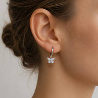 Boucles d'oreilles pendantes en argent sterling 925 personnalisées avec moissanite en forme de papillon pour les marques de bijoux