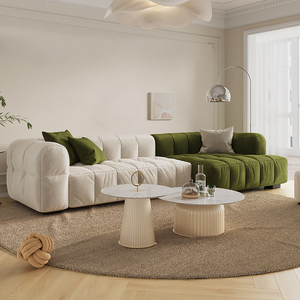Juego de sofá Seccional de muebles de sala de estar de tela de tecnología de diseño minimalista de tipo Nórdico - Product Image 2