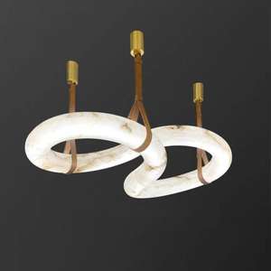 Candelabro colgante de alabastro natural español con luces de Isla de cocina para sala de estar moderna - Product Image 1