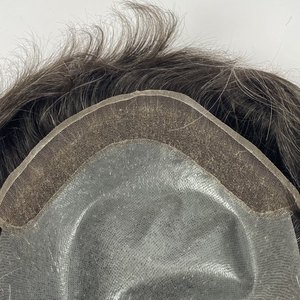 Peluquín de cabello humano para <span class=keywords><strong>hombre</strong></span>, pieza de cabello <span class=keywords><strong>gris</strong></span> Natural de 6 pulgadas de <span class=keywords><strong>largo</strong></span>, sistema de reemplazo para <span class=keywords><strong>hombre</strong></span>, línea de cabello Natural frontal de encaje - Product Image 5
