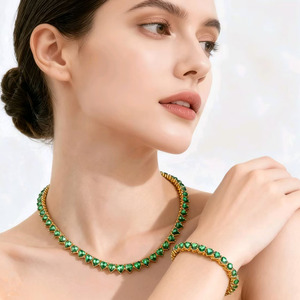 Chaîne de tennis hip-hop 5 mm verte, chaîne de tennis <span class=keywords><strong>en</strong></span> alliage à rangée unique, collier pour hommes et femmes, bijoux polyvalents, cadeau - Product Image 1