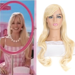 Venta al por mayor de pelucas de pelo sintético, pelucas de película Cosplay, pelucas de Bob largo Micro rizado, rubio claro, pelucas de películas - Product Image 2