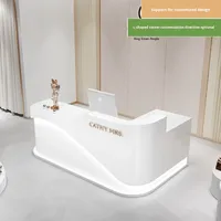 Comptoir de réception de salon de beauté moderne en cuir avec finition laquée, luxe léger, haut de gamme