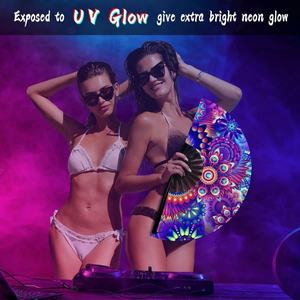 Vente chaude UV Performance Main Pliant Ventilateur Bambou Artisanat Holographique Irisé Réfléchissant Grand Rave Pliant Ventilateurs À Main Pour La Fête - Product Image 5