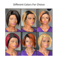 6 pouces 150 densité Pixie Cut court 13*4*1 T-Type suisse dentelle cheveux humains Transparent avant dentelle perruque pour les femmes