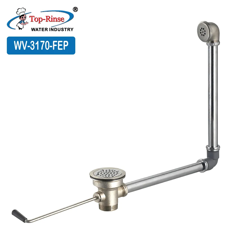 WV-3170-FEP gewerbliche Küchen ausstattung Küche Messing Twist Lever Waste Drain Unit Overflow Outlet