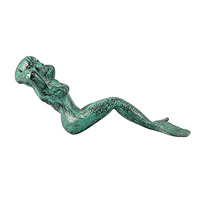Figurine Sirène en Fonte à Poser sur Étagère, Vert Vintage, Thème Nautique Marin, Statue Métallique, Décoration de Jardin, d'Intérieur et de Maison
