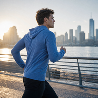 Sweat à capuche de performance pour homme, personnalisé, en gros, 240 g/m², 88 % polyester, 12 % élasthanne, extensible dans les 4 sens, respirant et anti-humidité