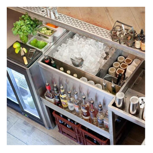 Station de bar à cocktails en acier inoxydable commercial, comptoir de travail personnalisé pour <span class=keywords><strong>barman</strong></span>, équipement de bar pour restaurant et hôtel - Product Image 1