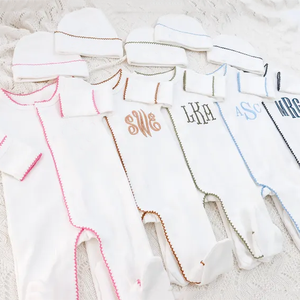 Conjunto de Ropa para Bebé <span class=keywords><strong>Recién</strong></span> Nacido con Monograma, Bordado Personalizado, <span class=keywords><strong>Regalo</strong></span> para el Día de la Salida de la Maternidad, 100% Algodón, Ropa para Dormir - Product Image 1