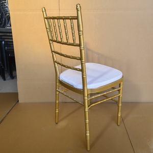 Lujo boda fiesta evento recepción al aire libre Chiavari <span class=keywords><strong>sillas</strong></span> oro Metal marco banquete apilable Hotel silla - Product Image 4