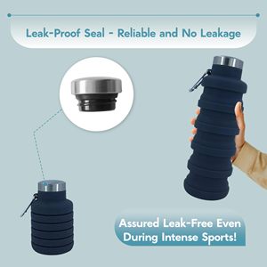 ขวดน้ำพับได้ซิลิโคน 500 มล. ปลอดสาร BPA ป้องกันการรั่วซึม น้ำหนักเบา ใช้ซ้ำได้ เหมาะสำหรับเด็ก เล่นกีฬา เดินทาง ออกกำลังกาย ตั้งแคมป์ เดินป่า - Product Image 4
