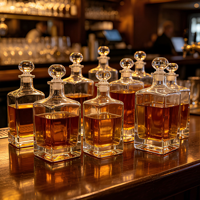 Bouteille en verre vide de luxe personnalisée, design carré, 500 ml, 700 ml, 750 ml, bouteille en verre transparente plate pour spiritueux, boissons, whisky, carafe