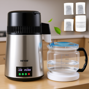 Distillateur de comptoir Vevor 1,1 gallon en acier inoxydable 750W avec minuterie numérique, carafe pour eau distillée et filtres à charbon - Product Image 2