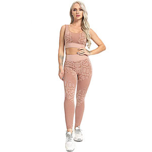 Conjunto de Yoga para mujer, de calidad superior, transpirable, de cintura alta, Spandex/poliéster, patrón a cuadros, cierre de cintura elástica - Product Image 1