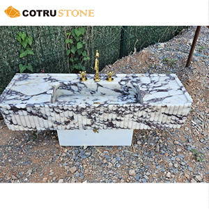 Comptoir en marbre Calacatta alto personnalisé lavabo de salle de bain rectangulaire mural pour décoration de salle d'eau - Product Image 4