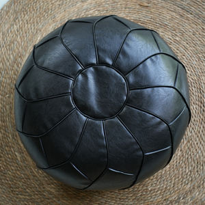 Round Foot Stool Ottoman - Storage Bean Bag Floor Chair - Luxury Leather <strong>Pouffe</strong> - <strong>Small</strong> Foot Rest for Living Room Kids Room - Product Image 4