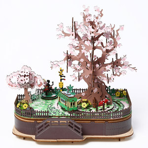 Diorama 3D in Legno all'Ingrosso: Puzzle Fai-da-te Tram Sakura - Modello Scena Fiori di Ciliegio - Product Image 4