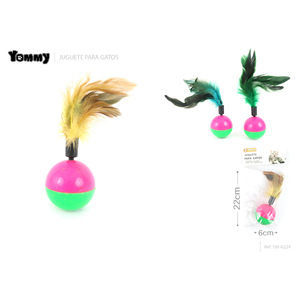 Piccolo Giocattolo per Gatti con Palla di Piume 25*6cm per Recinti - Product Image 1