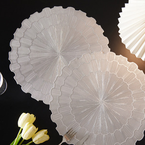 Nordic Minimalist PVC Placemat 38cm Round Silver <b>Waterproof</b> Oil Resistant Table <b>Mat</b> Home Hotel Use - Product Image 2