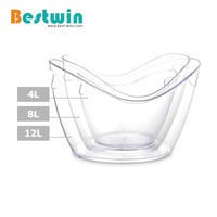 Accessoires de bar, seau à glace ovale en plastique transparent de grande capacité 4L 8L 12L, pour le stockage de la bière, du champagne et du vin, logo personnalisé, pour la maison