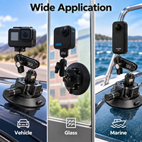 Support de caméra à ventouse en aluminium CNC de 4,5 pouces avec interface filetée 1/4 pouce, support de ventouse pour voiture, vélo, porte-bagages de toit