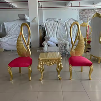 LISSE Romantique Cygne Forme De Mariage En Acier Inoxydable Mariée et Marié Chaise En Métal Hôtel Événement Banquet Restaurant Chaise