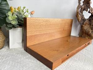 Estante minimalista de madera de cerezo, <span class=keywords><strong>estantes</strong></span> flotantes de madera maciza montados en la pared con soportes <span class=keywords><strong>invisibles</strong></span>, estantería de <span class=keywords><strong>libros</strong></span> de madera - Product Image 4