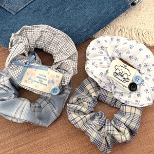 Chouchous à carreaux de haute qualité avec bouton Patch de dessin animé mignon <span class=keywords><strong>chien</strong></span> arc conception coton cheveux cravates - Product Image 4