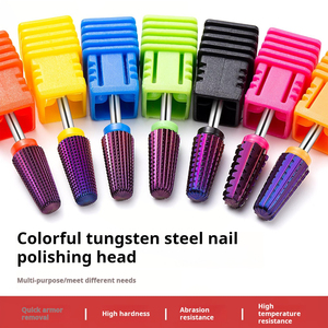 Fraise à ongles 5-en-1 en carbure de tungstène colorée pour nettoyage des cuticules, retrait du vernis gel et pédicure - Product Image 3