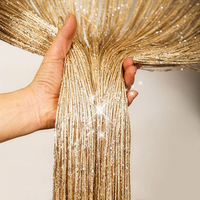 Franges de rideaux ignifuges métalliques pour la décoration de mariage, rideaux résistants aux flammes avec pompons