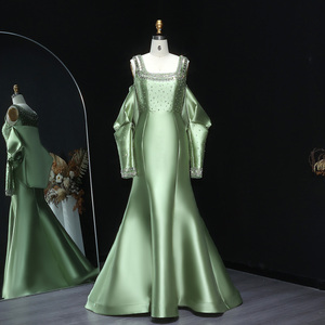 Vestido de Noche de Satén con Cuello Cuadrado SS574 de Sharon Said, Vestidos de Graduación con Cristales Exquisitos, Chal Delicado, Vestidos para Ocasiones Especiales - Product Image 2