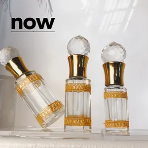 Botol parfum mini Attar kaca Oud botol minyak parfum Tola dengan tutup Kristal