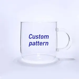 Borosilicate Glass Coffee Mug Custom High Quality Borosilicate Clear Color Drinking Coffee Glass Cup Colored Glass Mugs