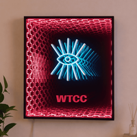 Enseigne néon LED RVB à effet miroir infini, boîte lumineuse en acrylique personnalisée à effet miroir abysse, décoration murale à changement de couleur pour bars, clubs et événements