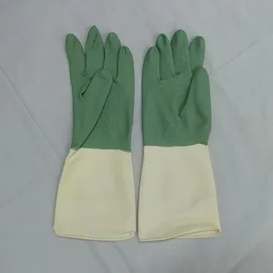 Reliable Quality Household Dish Washing Two-Color Waterproof Durable Kitchen Rubber Latex Thickened Wholesale Gloves