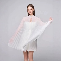 OUDINA Bestseller Vietnamesisches Sommerkleid Vestido Lässiges Einfarbiges Fließendes Cape Drapiertes Plissiertes Mini-Freizeithemdkleid