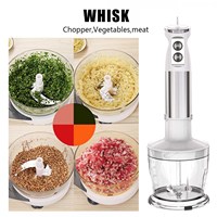 Blender Stick Mixer Genggam Stainless Steel 800W Turbo 5-in-1 dengan Pengocok Telur, Gelas, Penggiling, dan Blender Celup