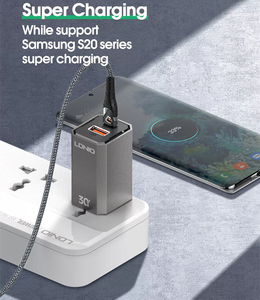 Sạc di động <span class=keywords><strong>USB</strong></span> LDNIO <span class=keywords><strong>New</strong></span> A2527C, chuẩn Mỹ, cáp sạc điện thoại, đầu cắm C, sạc nhanh QC3.0 - Product Image 3