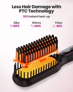 Cheap Electric Hair Heating <b>Brush</b> Hot Straightener <b>Curly</b> Comb Wet Dry Hair Detangler <b>Brush</b> Ceramic Home Salon Hair Comb <b>Brush</b> - Product Image 6