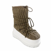 Bottes de neige matelassées à plateforme, bottines d'hiver à lacets, tige en PU, doublure en polaire, semelle intermédiaire en EVA, pour femmes