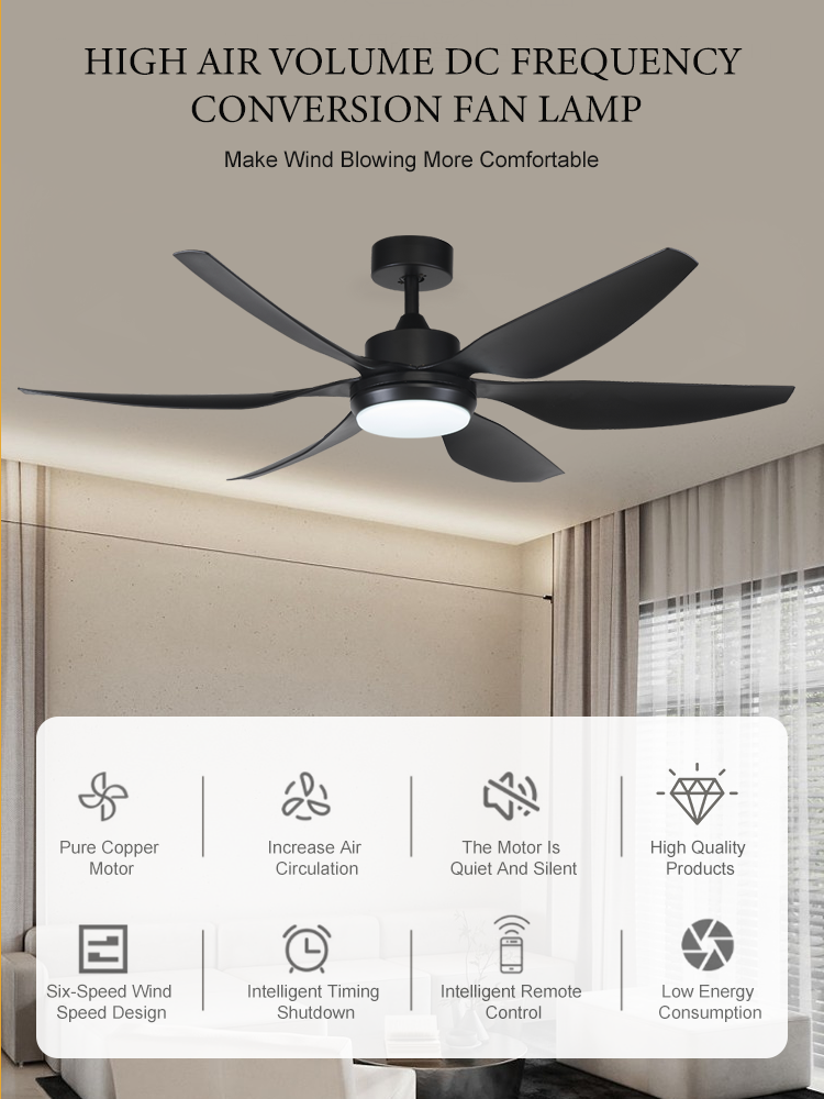 66 "conventional large ceiling fan DC motor led ceiling fan with light and remote Led 3 color change lights lighting