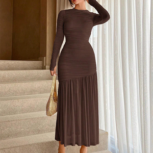 white midi dress asymmetrical Asymmetrical High-Neck Long Maxi Dress – Ivory S / Ivory