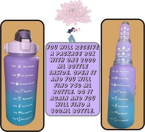 Motivational thời gian đánh dấu thể thao chai nước 3-PC Set với Leak-proof lật Top nắp cho cắm trại - Product Image 5