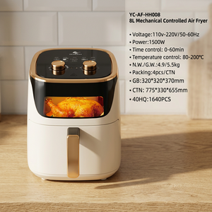YUNCHA - Freidora de Aire Eléctrica Cuadrada de Nuevo Diseño, Capacidad de 8L, Control Digital, Revestimiento Cerámico, Ahorro de Energía, 1500W, para el Hogar y Hoteles - Product Image 3